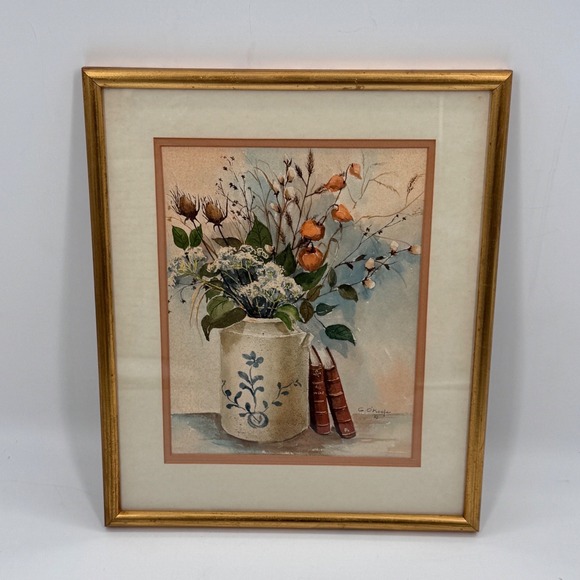 Vintage Framed Original Watercolor Floral Still Life, Signed & Dated 1983 - Picture 10 of 10